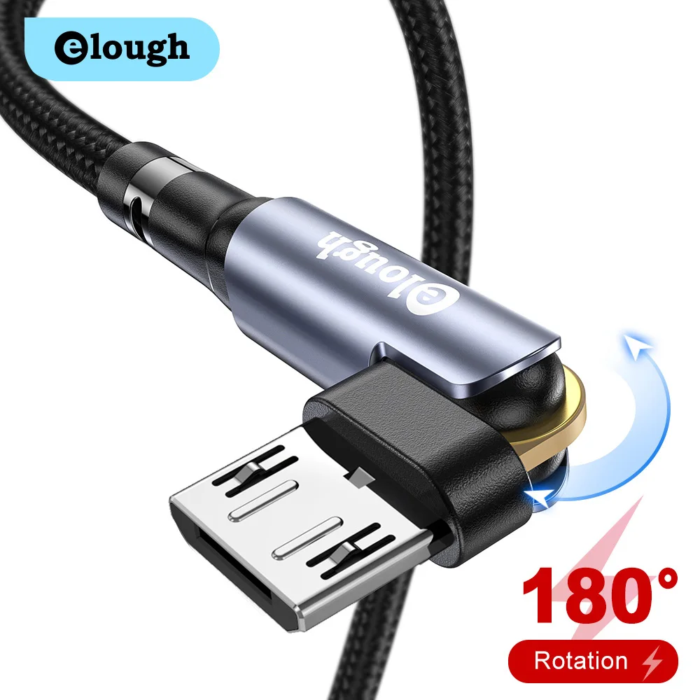 

Зарядный кабель Elough, вращающийся на 180 градусов, 3 м, Micro USB Type-C