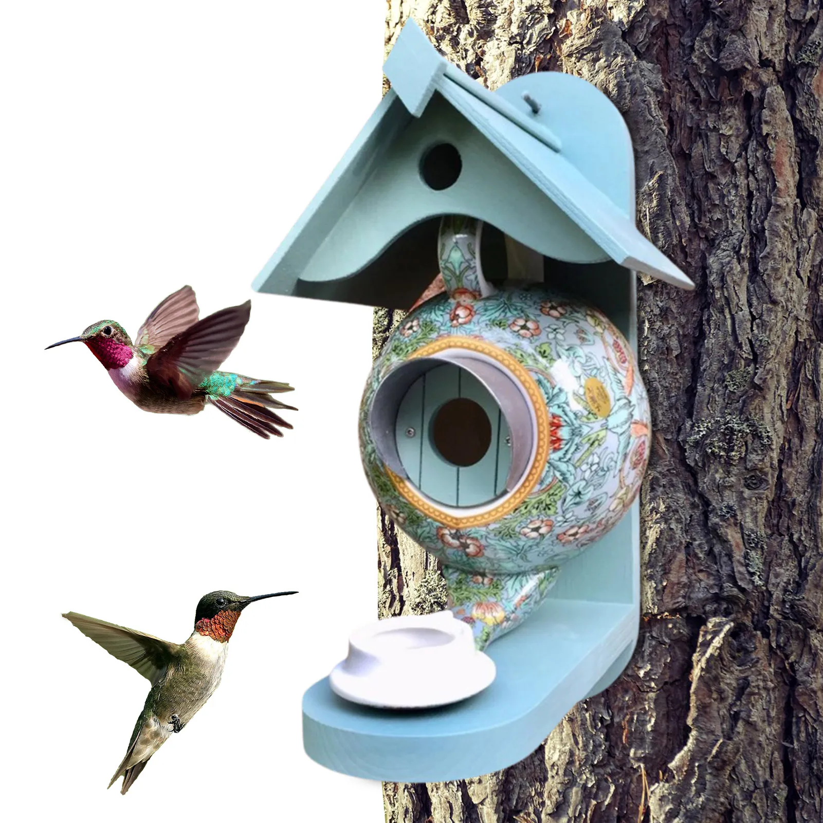 

Creative Multi-colored Bird House Hangings Hummingbird Feeder Wild Bird for Outdoor Garden Patio Lawn Wall Window Fence Tree