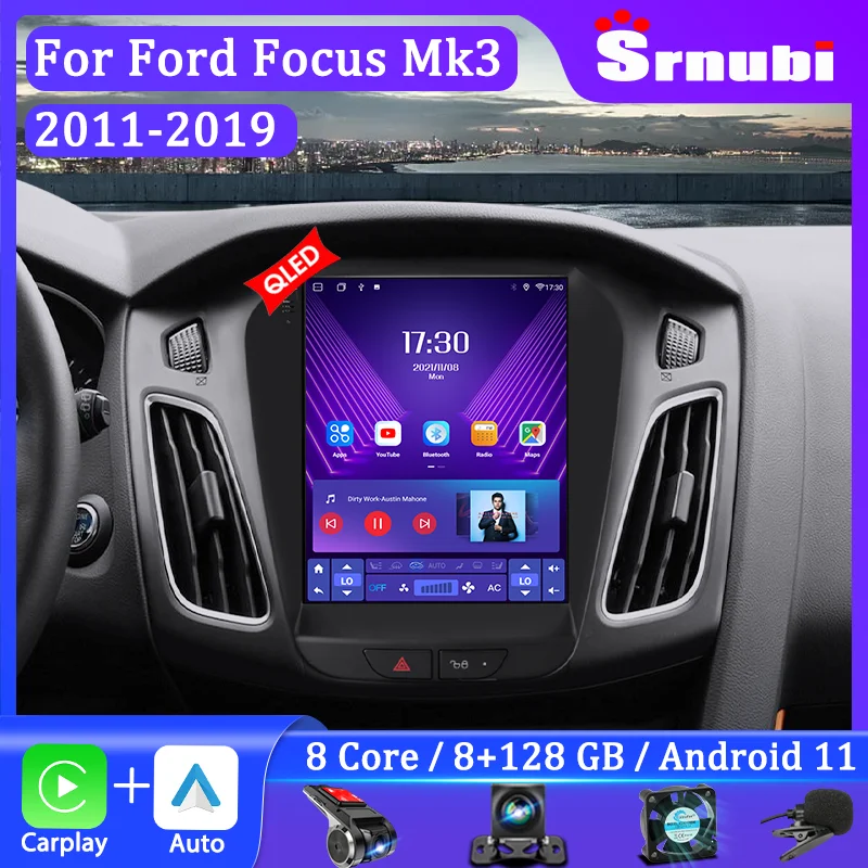 Srnubi 9.7" Car Radio 2 Din Android for Ford Focus Mk3 2011 - 2019 Multimedia Player Stereo Navigation GPS Carplay DVD Head Unit