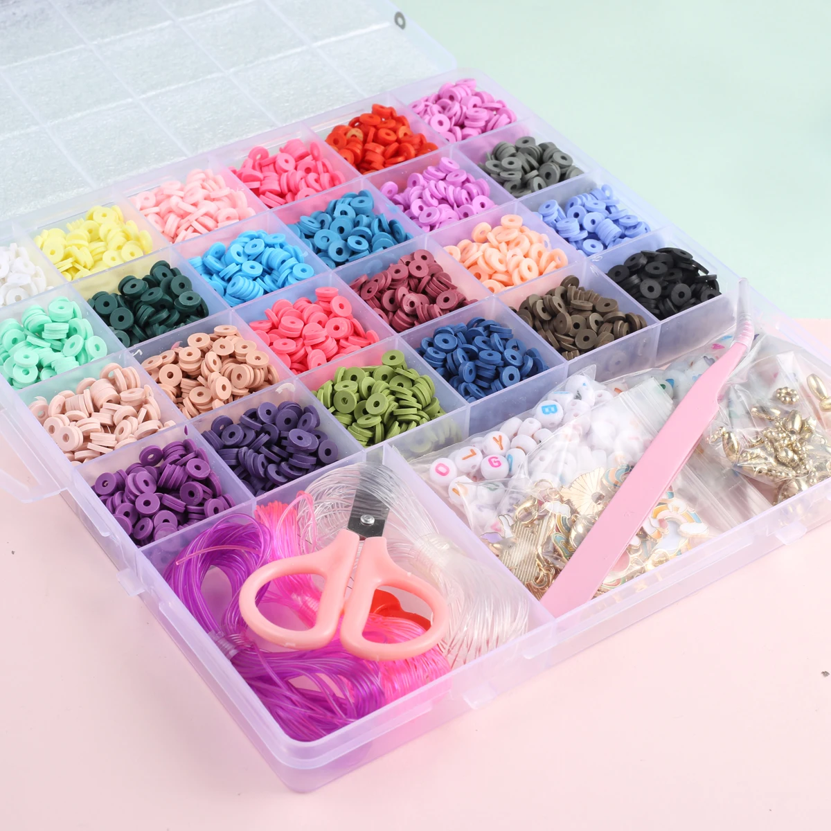 

27 Grid Set Box Rice Beads Letter Beads Material Bag Handmade DIY Making Beaded Bracelets Necklaces Jewelry Accessories