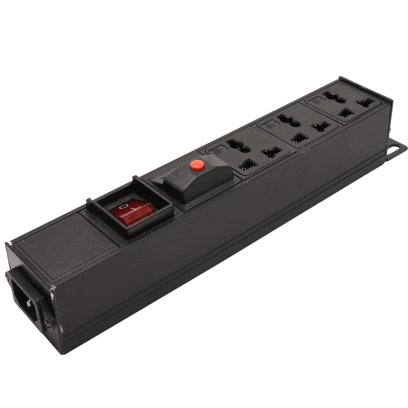 

3500W 16A overload protection LED switch Aluminum 3 AC Universal Outlets Power Strip C13 Transfer interface Adapter PDU