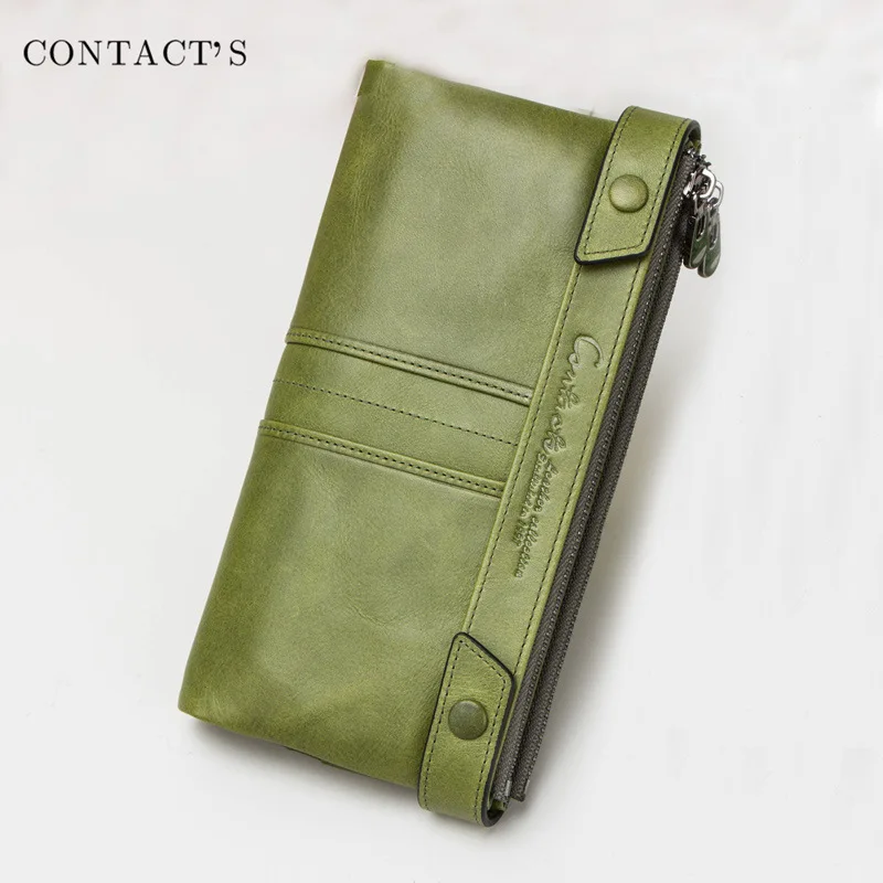 Women Genuine Cow Leather Lady Long Wallet Cowhide Clutch Phone Purses Card Holder