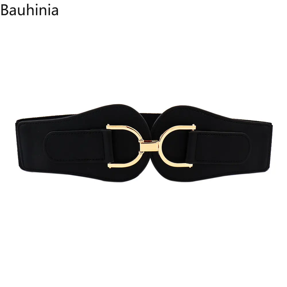 Bauhinia Newest Stretch Decoration Dress Wide Belt Black/Beige Women Simple Luxury Elastic Cummerbunds