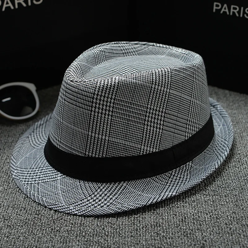 

2022 New Spring Summer Retro Men's Hats Fedoras Top Jazz Plaid Hat Adult Bowler Hats Classic Version Chapeau Hats