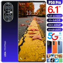 2022 New Global Version Cell Phone P50 Pro Android10.0 6.1Inch Full Screen 4GB+64GB 24MP+48MP Memory 5G Network Smartphone