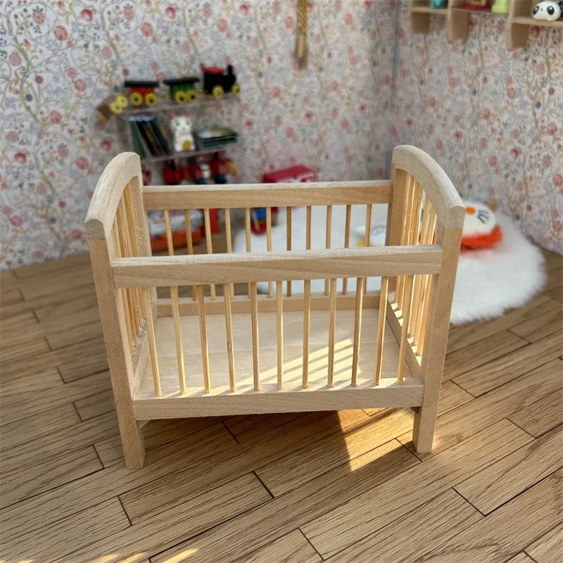1:12 миниатюрная деревянная кроватка мебель для кукольного домика аксессуары