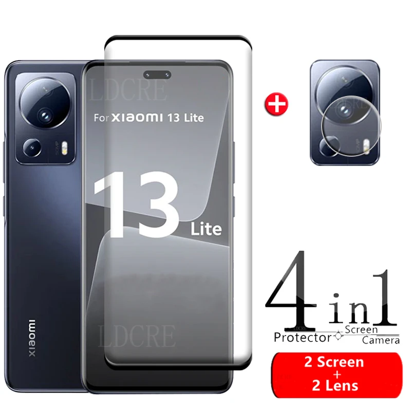 For Xiaomi 13 Lite Glass For Mi 13 Lite Tempered Glass 9H Full Cover Curved Screen Protetor For Mi 11 12 13 Pro Lite 12X Glass