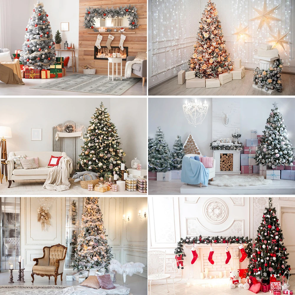 

Фон для рождественской вечеринки интерьер Рождественская елка подарок камин украшение детский Портрет фон фотография