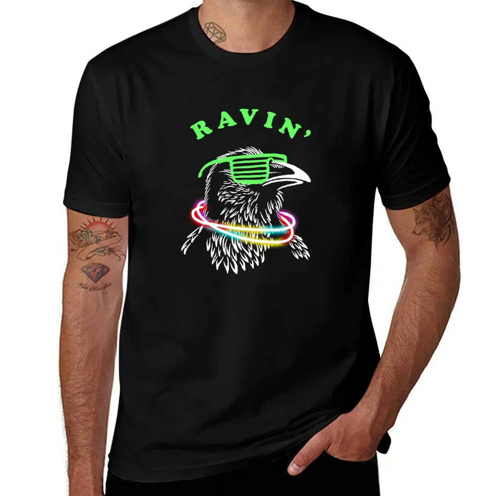 Фото Футболка Ravin Raven, футболка с индивидуальным принтом, мужская футболка с графическим рисунком, футболка №1