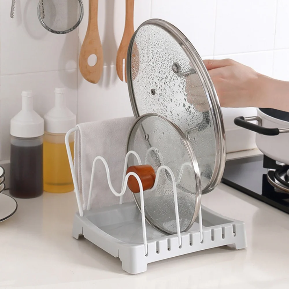 

Kitchen Accessories Pot Lid Spoon Holder Lid Holder for Pots Cutting Board Adjustable Organizer Supplies Grey White Dropship