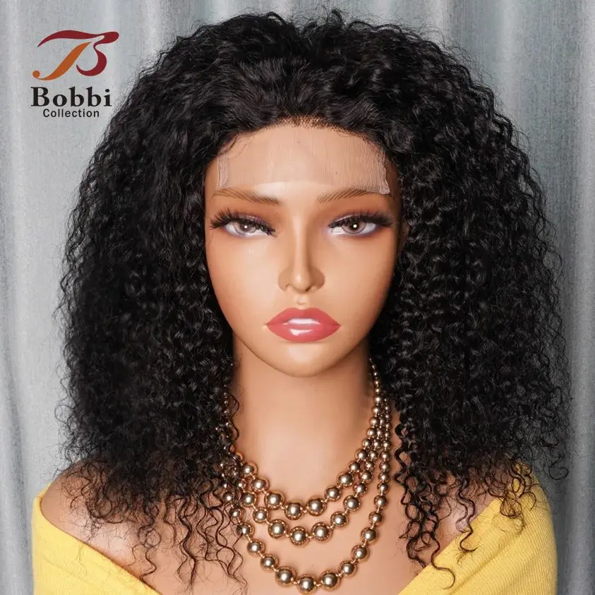 

14-дюймовый короткий вьющийся парик Боб, парик на сетке спереди, парики из человеческих волос, естественный цвет, Прозрачная Кружевная бомба, стиль BOBBI