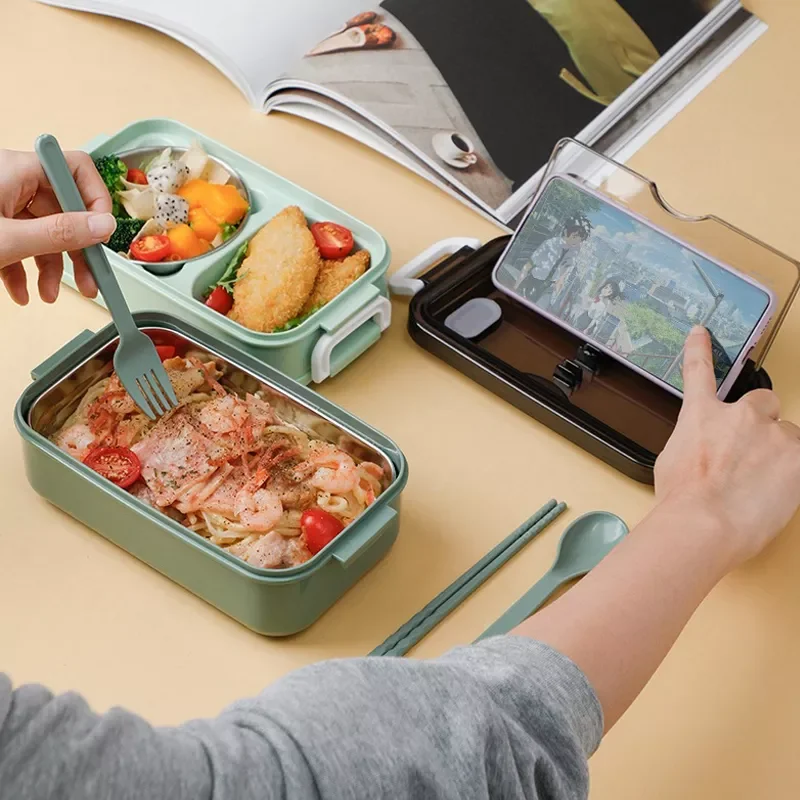 

Stainless Steel Lunch Box Bento Box For School Kids Office Worker 2layers Microwae Heating Lunch Container Food Storage Box