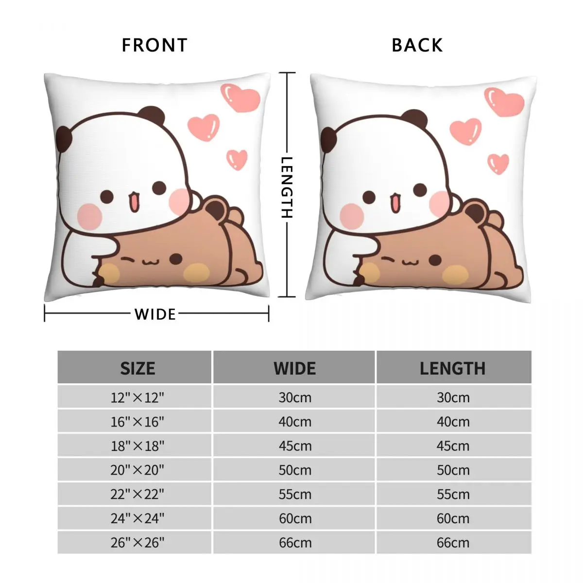 Обнимающая любовь панда медведь квадратная подушка чехол наволочка