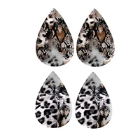 update leopard earrings faux leather teardrop gift for girl 2022 stock pu earrings