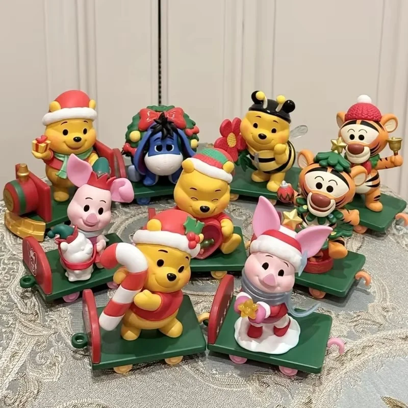Genuine Disney Blind Box Christmas Winnie The Pooh Gift Delivery Series Figure Model Suprise Desk Decor Xmas