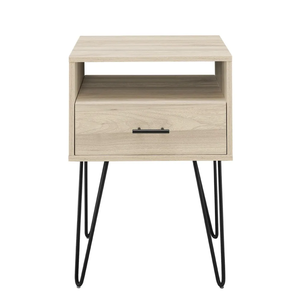 

Manor Park 18 inch 1-Drawer Hairpin End Table, Birch