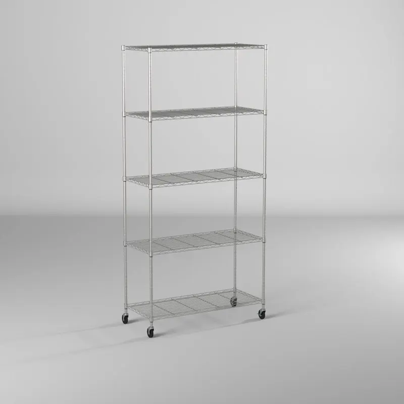 

Gorgeous 36" W x 18" D x 76" H 5-Shelf Chrome-Colored NSF Wire Shelving Unit With Wheels, 1250 lb Capacity for Home and Office S