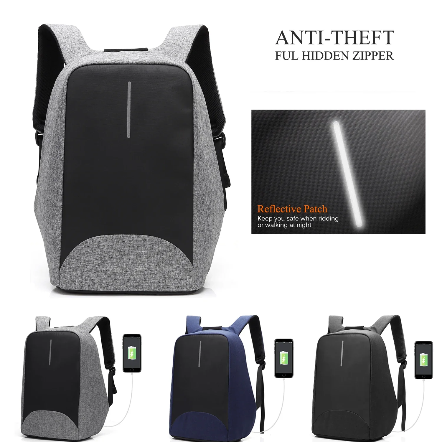 Функциональный городской рюкзак с USB-портом для зарядки унисекс 15 6-дюймового