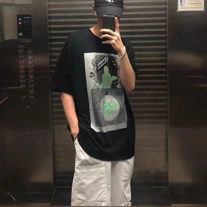 Новая футболка C.E зеленая серебристая светоотражающая абстрактная печать для