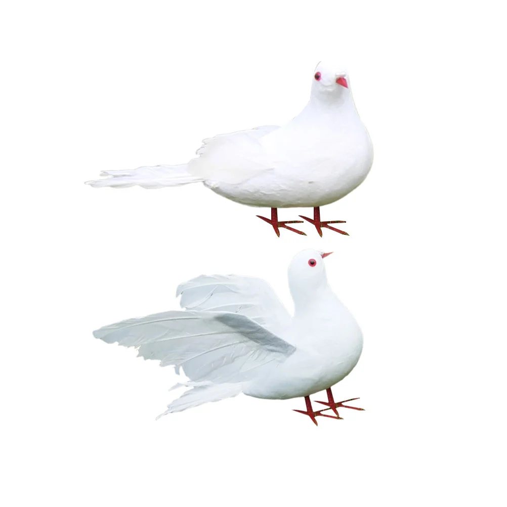 

2 Pcs Pigeon Toy Figure White Decor Wild Animal Figures Toys Dining Room Table Decor Model White