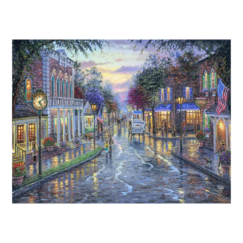 

2023 5D DIY Diamond Painting Novelty Mosaic Picture Town Street Home Decoration Full Square/Round Masonry in the Evening