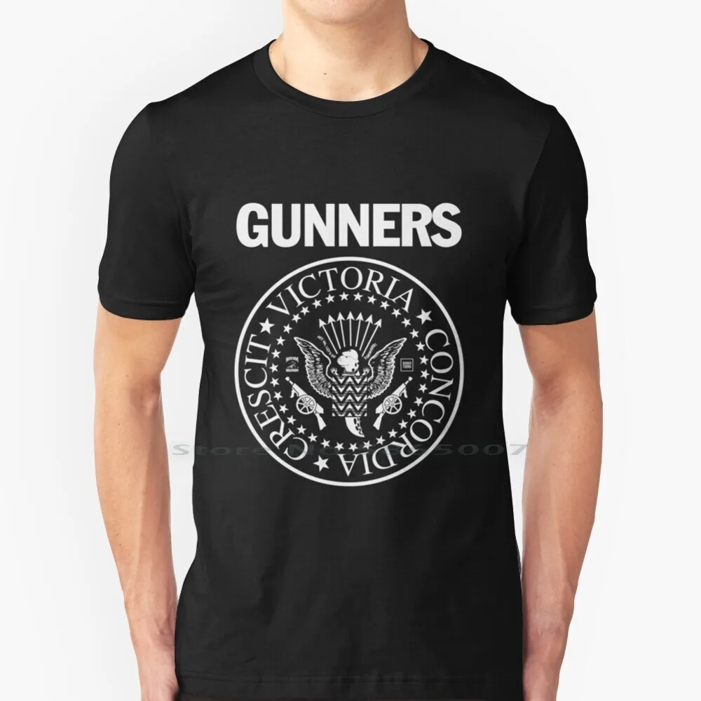 Hey Ho Let's Go Gunners White Logo T Shirt 100% Cotton The Music Smith Rowe Records Afc Football Coyg Premierleague Gunners