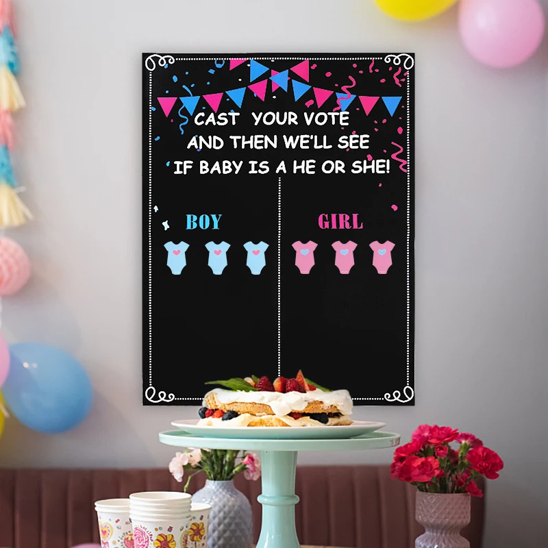 

1set Baby Shower Gender Reveal Sticker Game Boy Or Girl Voting Poster Board Stickers Baby Shower Party Decoration