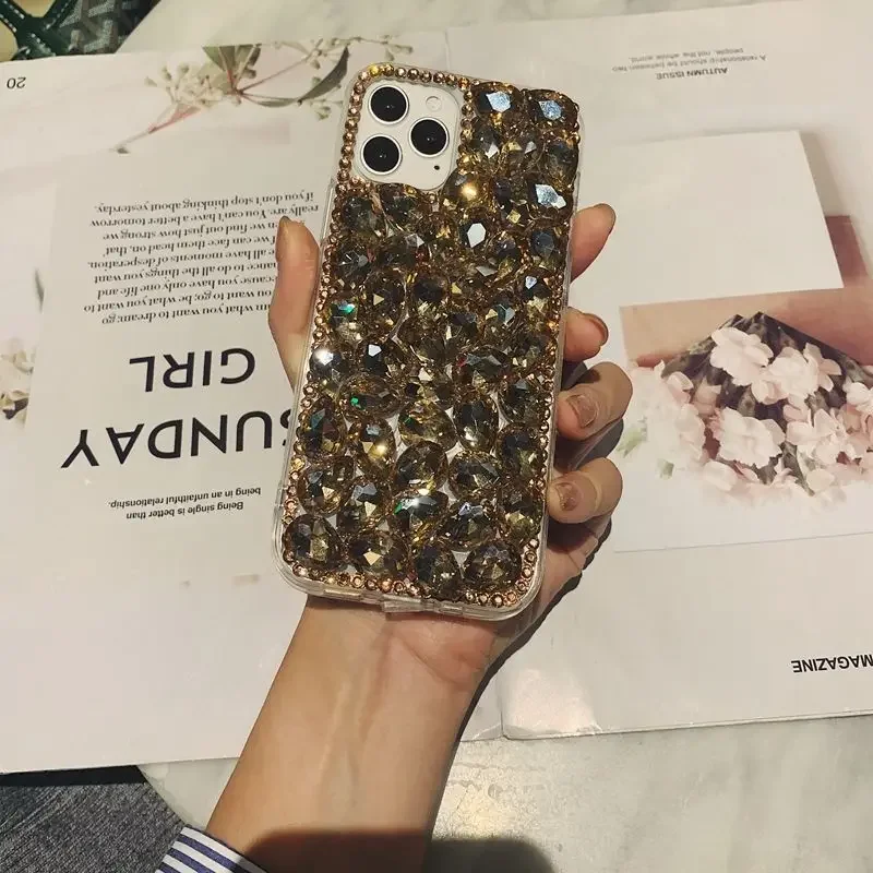 Чехол цвета шампанского со стразами для Iphone 14 12 13 11 15 Pro Max Xs Xr 6 7 8 SE 2020 чехол Bling Diamond