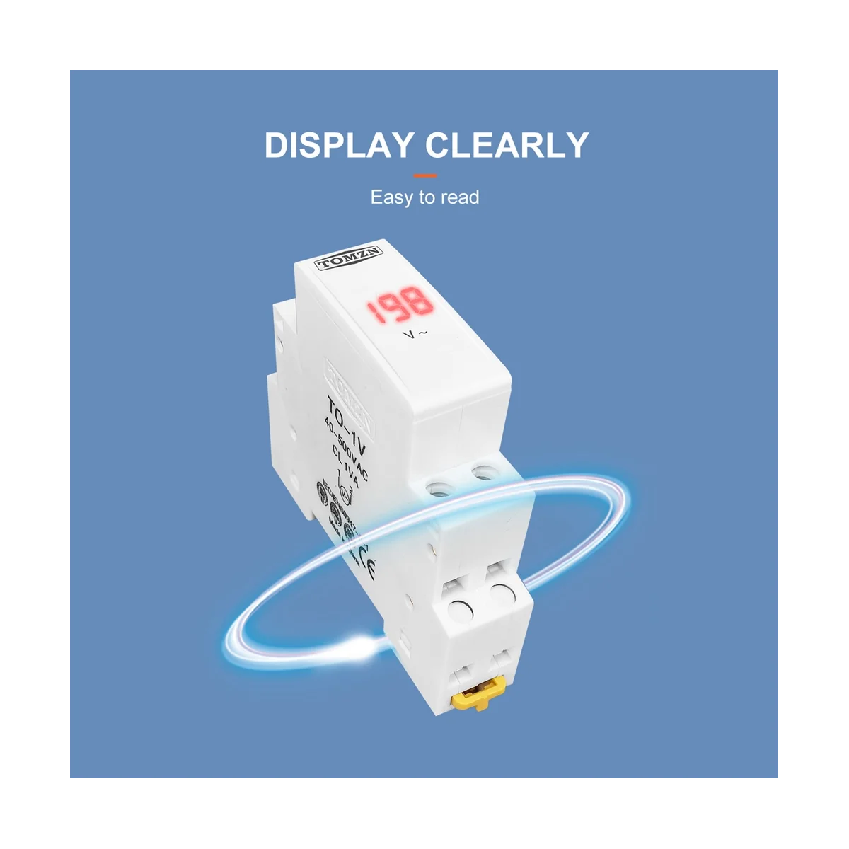 Однофазный вольтметр TOMZN на Din-рейку 40-500 В переменного тока модульный индикатор