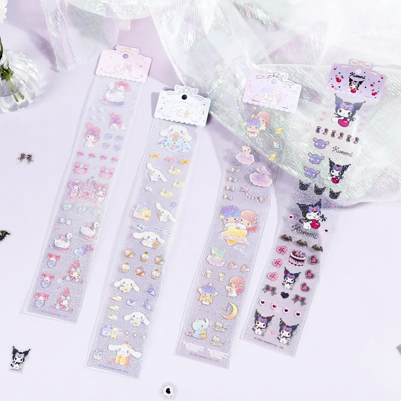 

Kawaii Mymelody Kuromi Cinnamoroll Sanrio Cartoon Cute Decorative Three-dimensional Strip Stickers DIY Gift