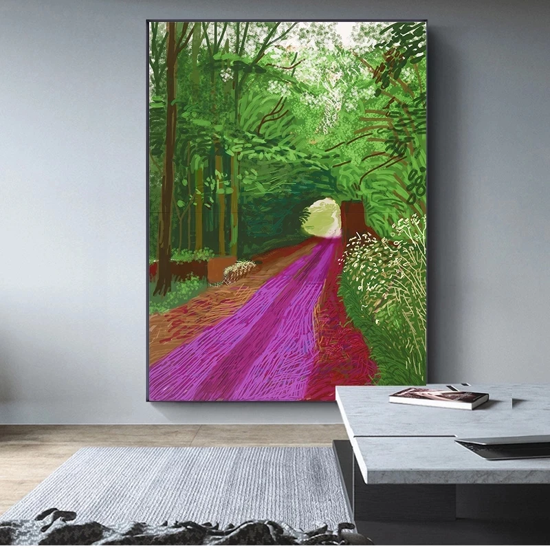 Давид хокни весна приближается абстрактное дерево солнце дорога искусственная