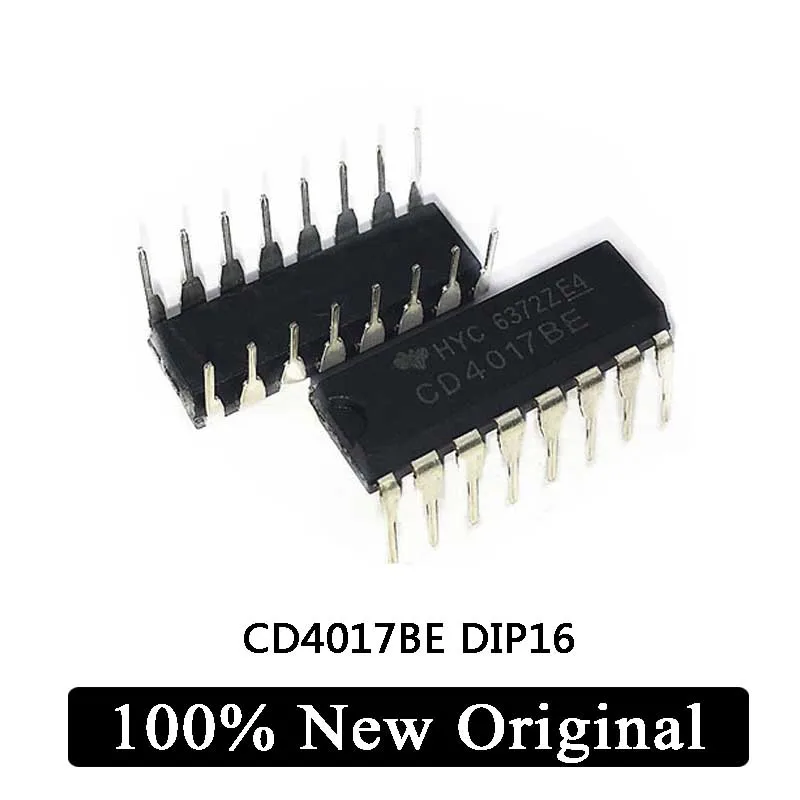 

10Pcs 100% New Original In-line CD4017BE chip 4000 series CMOS logic device DIP16 IC Chip In Stock