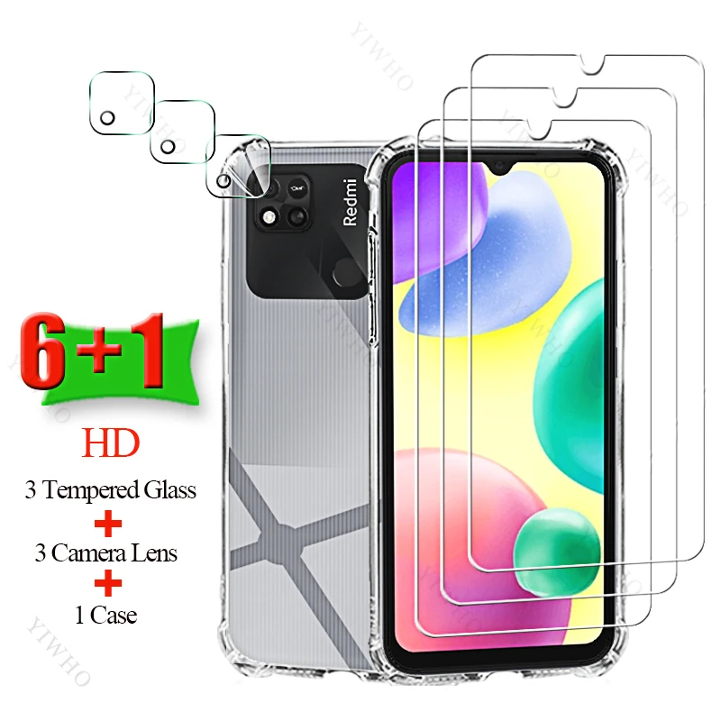 6 + 1 полностью клеящееся закаленное стекло для Xiaomi Redmi 10 10A 10C 10X Pro Prime 2022 Power 4G 5G