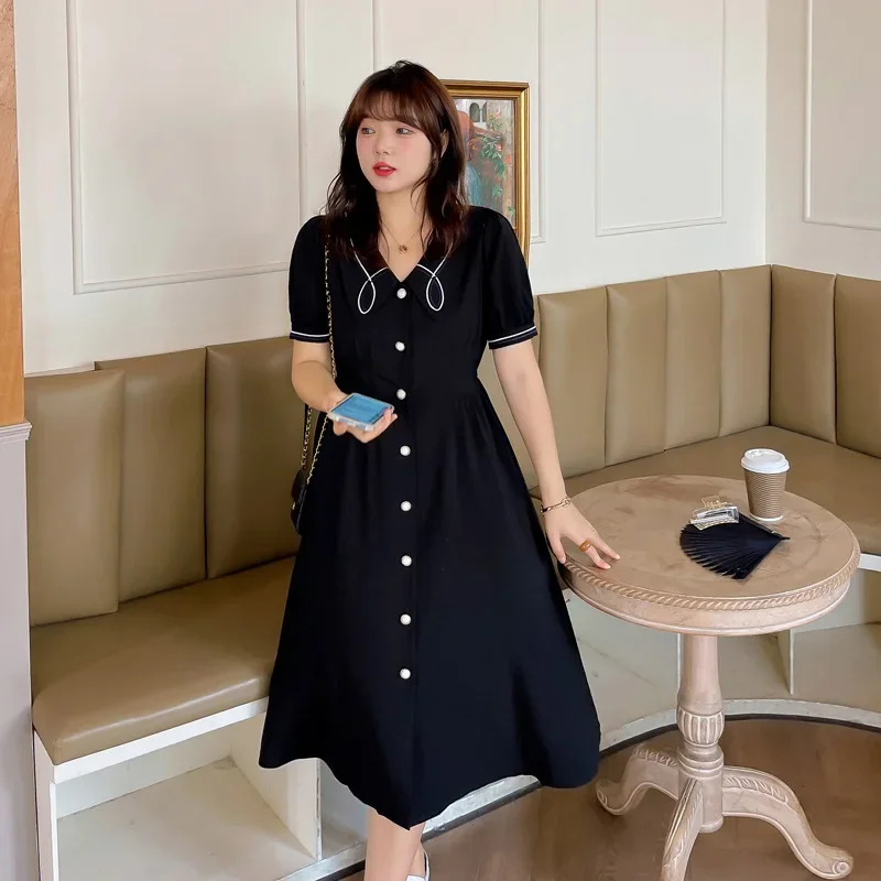 Винтажное платье больших размеров с короткими рукавами и вышивкой длинная