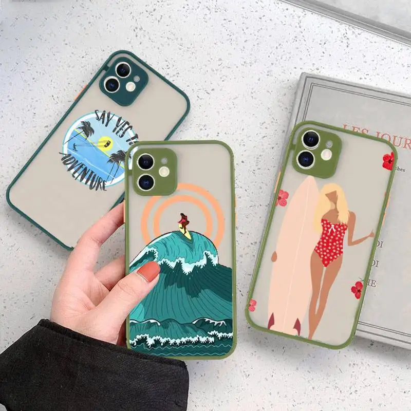 

Sea wave surf summer surfing ocean Phone Case matte transparent For iphone 11 12 13 6 s 7 8 plus mini x xs xr pro max cover
