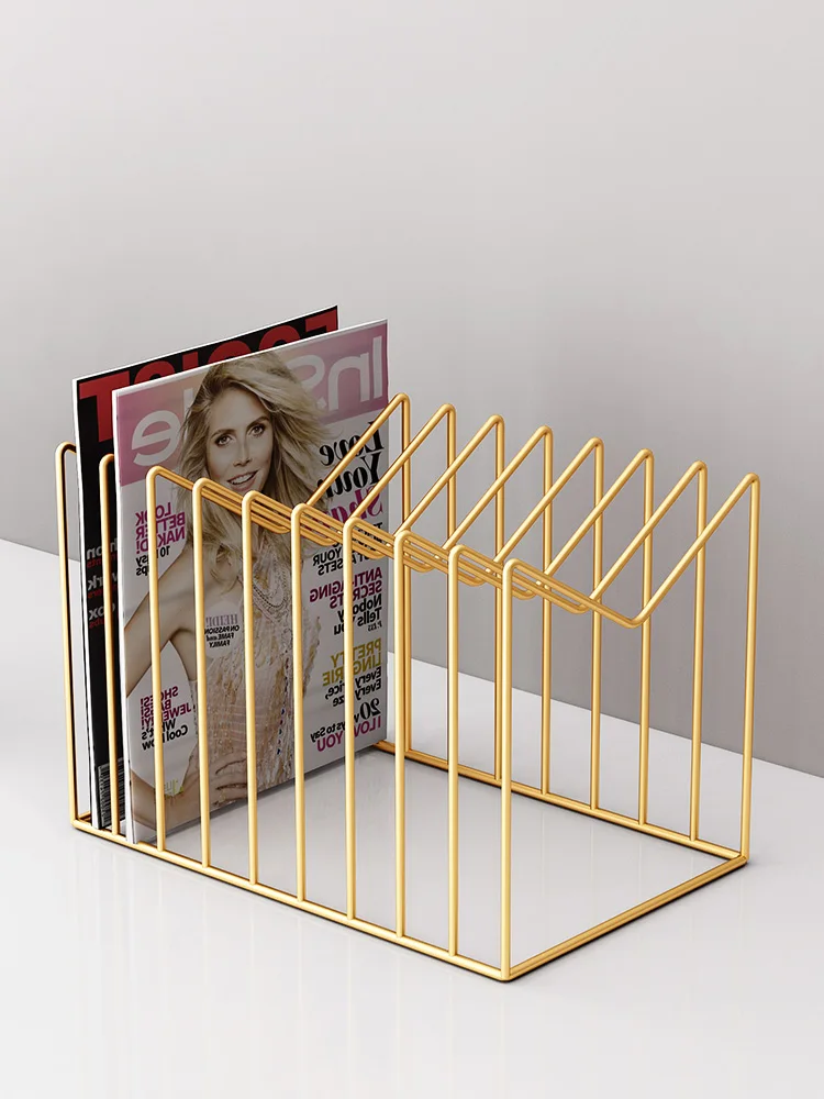 Desktop bookcase, iron art shelf, metal table, simple ins office, small magazine storage and sorting shelf