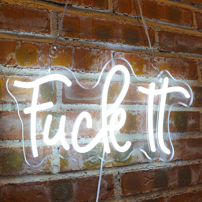 

Fuck it Neon Signs Cuss Words LED Light for Best Friends Men's Fun Gift Funny Swearing Light White Neon for Beer Bar Pub Home