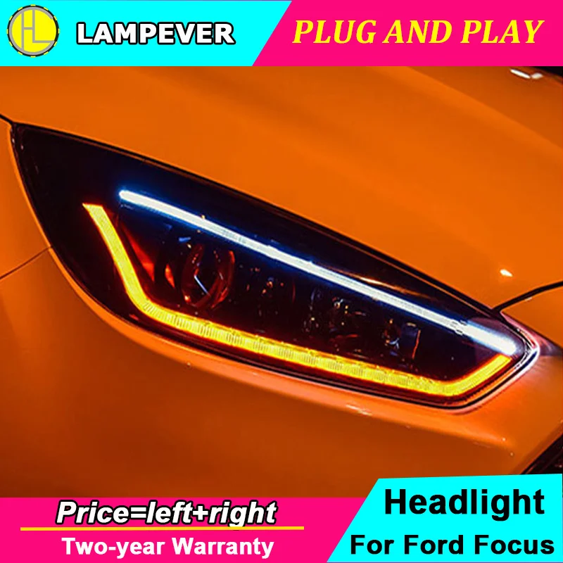 

Car styling Head lamp for Ford Focus Headlights 2015 2016 2017 2018 Focus Headlights LED Headlight DRL Lens Double Beam HID