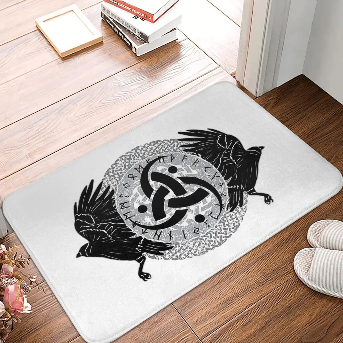 

Viking Bath Mat The Twin Ravens Of Odin Doormat Living Room Carpet Entrance Door Rug Home Decor