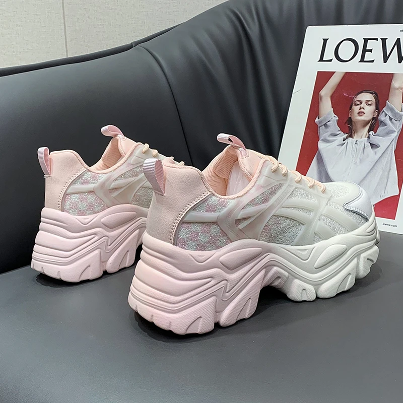 Кроссовки женские на толстой подошве Вулканизированная подошва градиентные