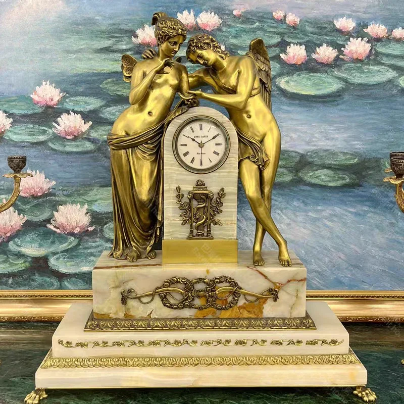 QUYANG Роскошный домашний декор антикварная скульптура слона настольные часы