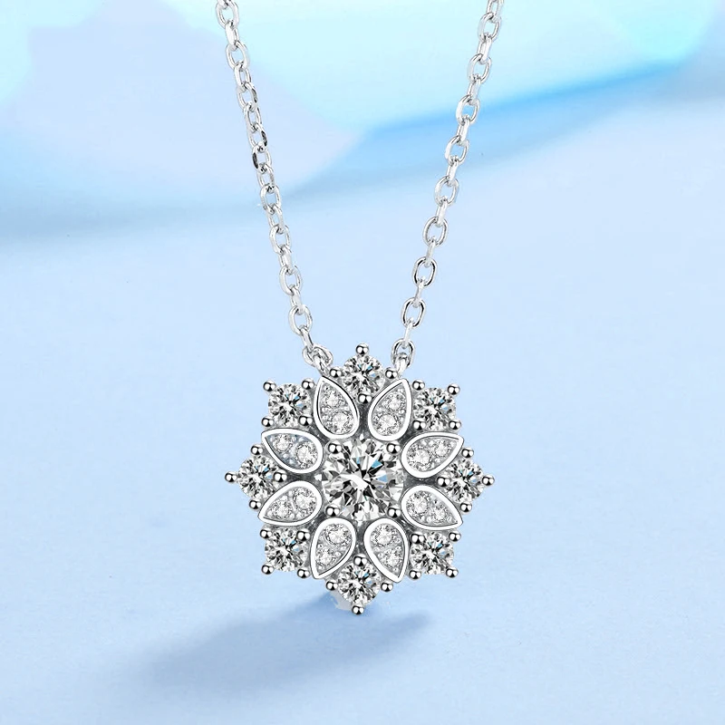 

Sunflower Moissanite Necklace for Women 0.5CT VVS Brilliant Diamond Halo Pendent Necklaces 925 Sterling Silver Wedding Jewelry