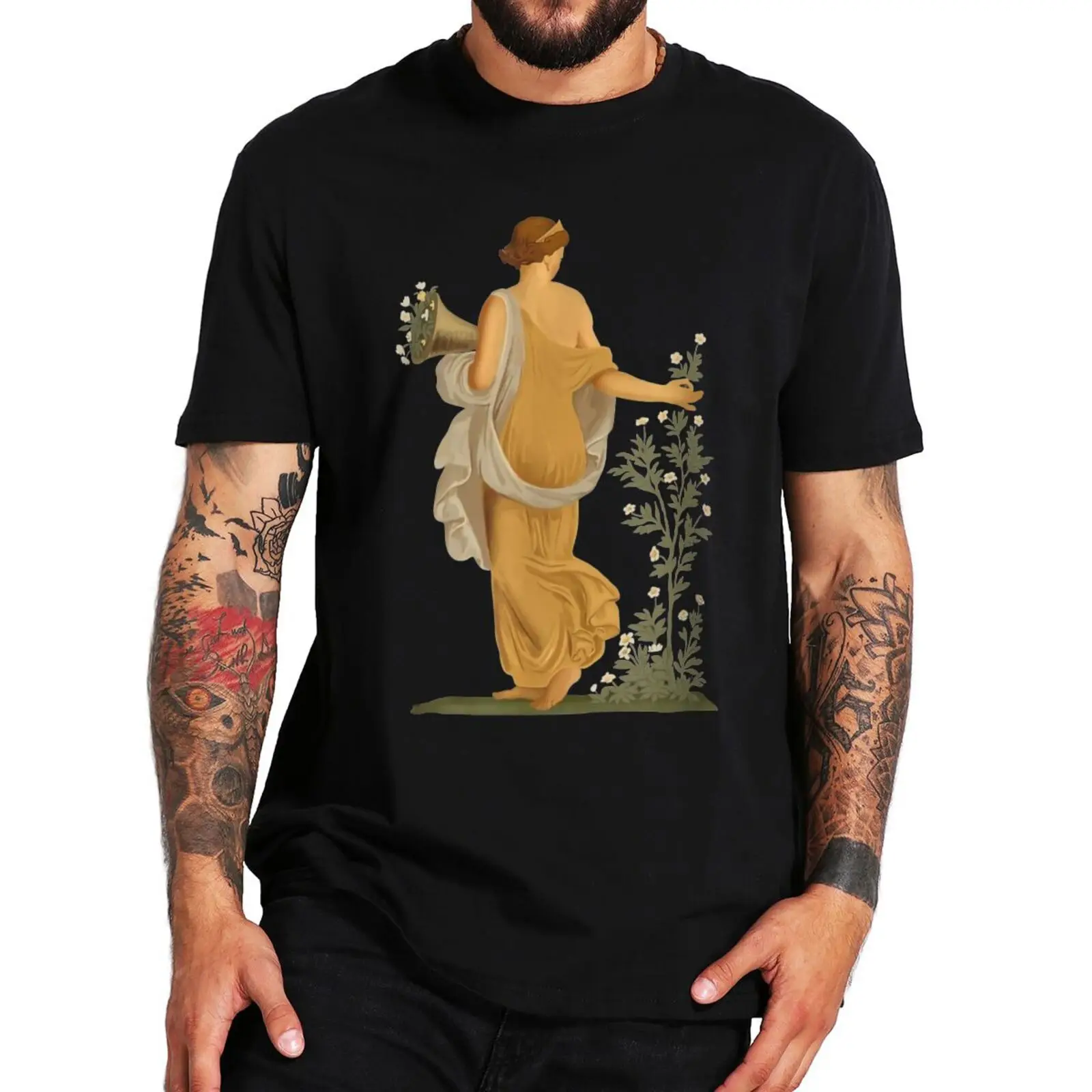 

Spring Maiden Gathering Flowers Vintage T Shirt Ancient Italian Stabiae Varano Villa Inspired Artsit Design T-Shirt 100% Cotton