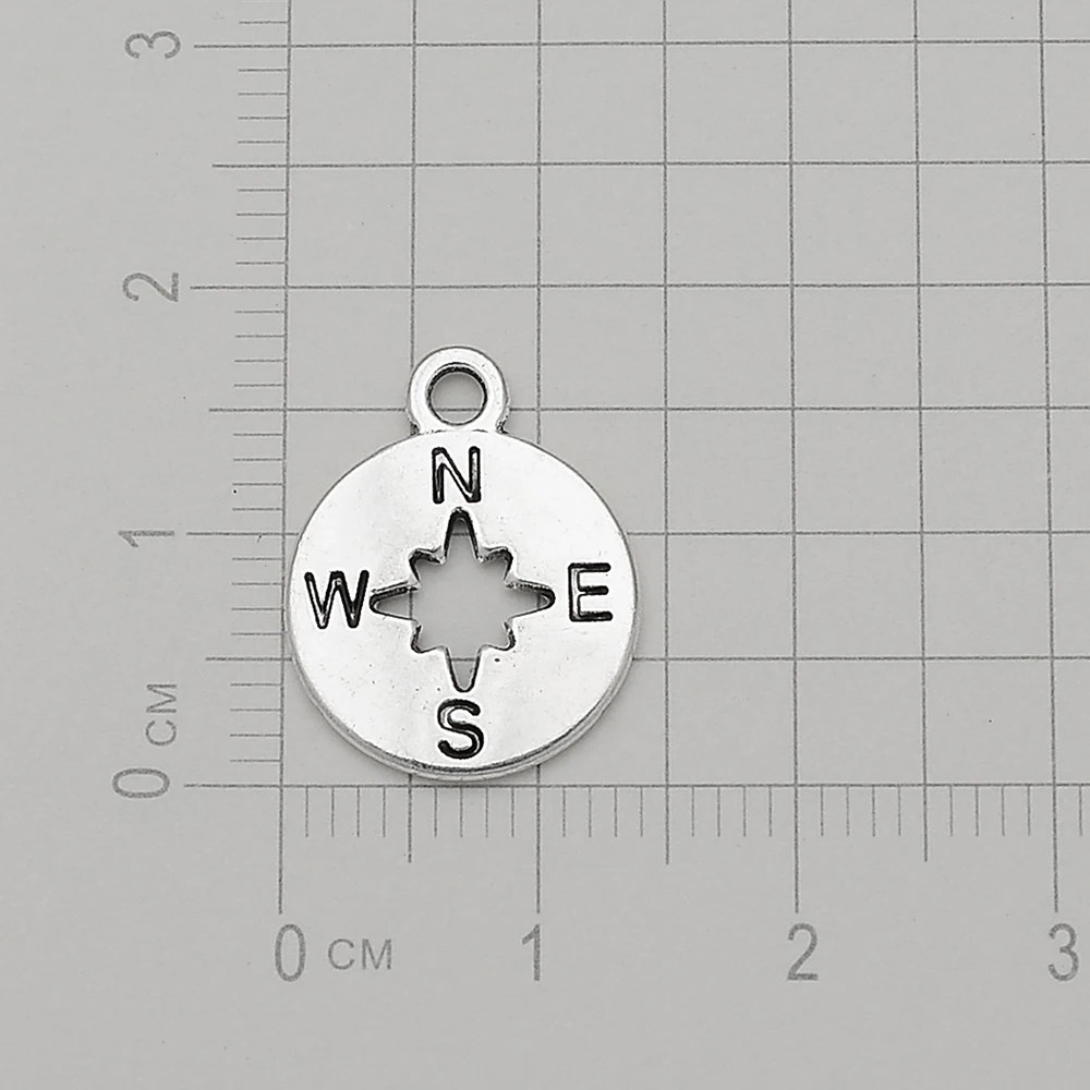20 шт./лот 14x17 мм античный посеребренный компас шармы Подвески путешествия