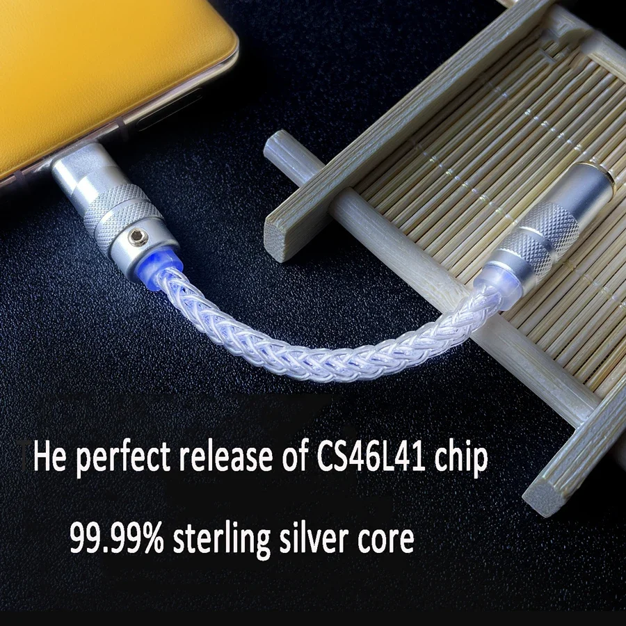 Фото CS46L41 чистый серебряный ЦАП Hi-Fi кабель Type-C до 3,5 мм цифровой усилитель декодирование аудио адаптер для Android Win10 huawei mi Google №3