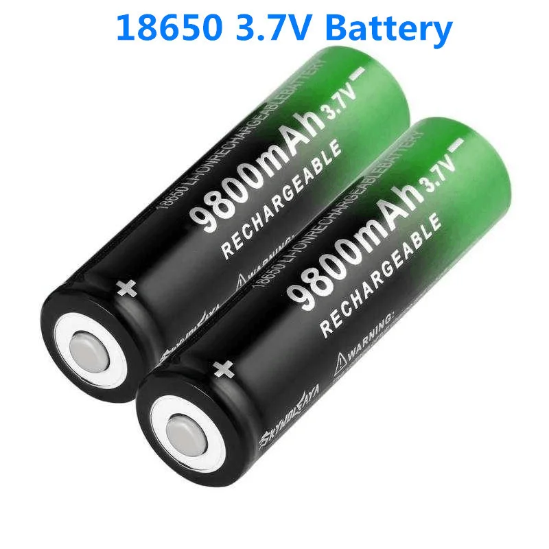 

100% New 18650 Battery High Quality 9800mAh 3.7V 18650 Li-ion batteries Rechargeable Battery For Flashlight Torch+ Free shipping