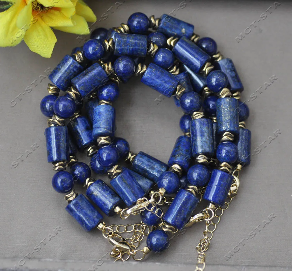 Z13457 оптовая продажа 5 шт. 10 '✕ мм Синий Круглый цилиндрический браслет из