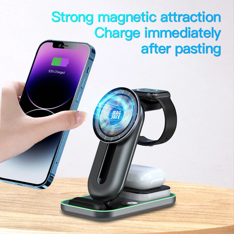 

Wireless Charger 4 in 1 For Sony Xperia XA1 Samsung Galaxy S8+ Note 10+ S6 Blackview BV7100 15W Qi Fast Charging Dock Station