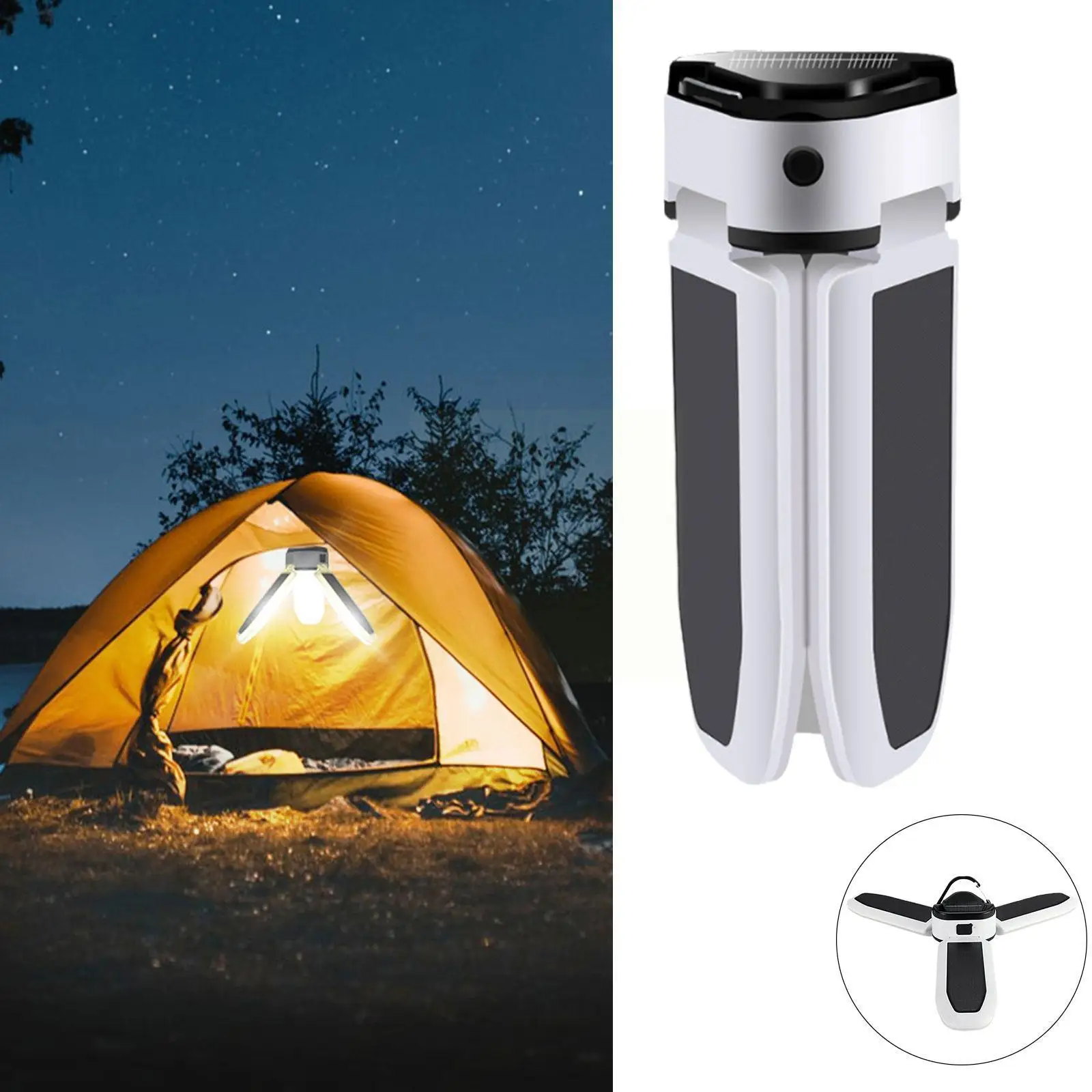 

Портативные уличные фонари для кемпинга, складные фонари с тремя листьями, аккумуляторная лампа на солнечной батарее, аварийное освещение ...