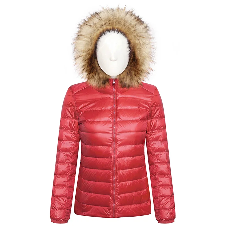 Women Down Jackets Winter Warm Thick Fur Collar Hooded Short Jacket Solid Fleece Coat Female Plush Cotton Slim-Fit Outerwear